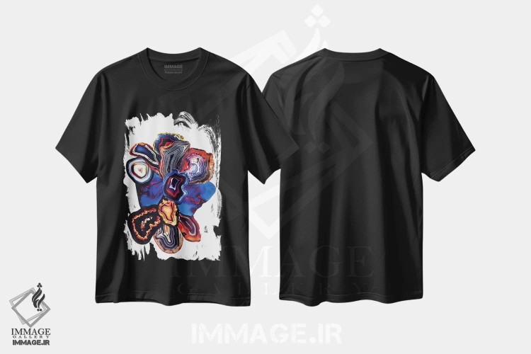 تیشرت مشکی طرح دار عناصر زمین، آبستره اثر النا کولیـکووا | immage.ir