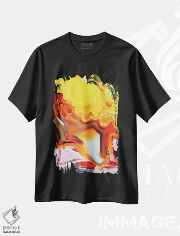 تیشرت مشکی طرح دار گل های هستهٔ زمین اثر النا کولیـکووا | فروشگاه ایماژ