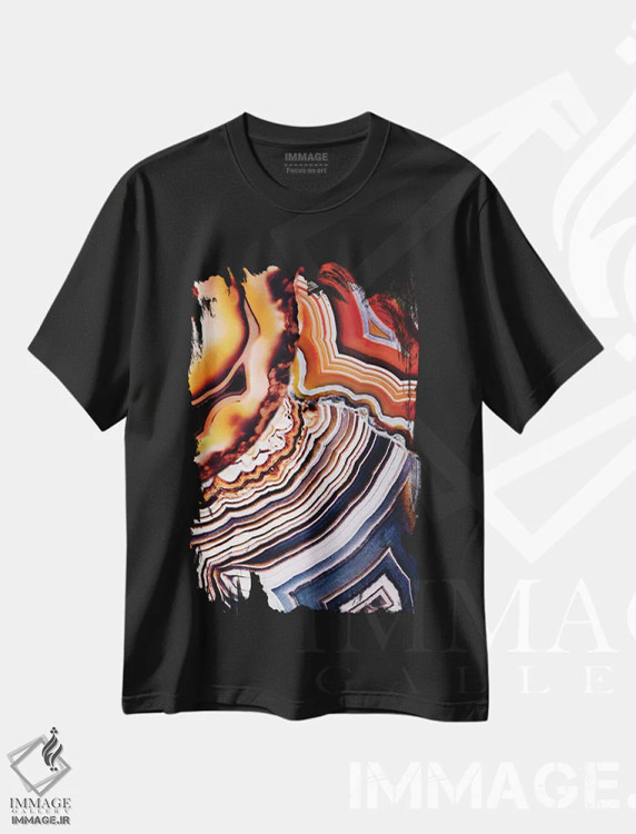 تیشرت مشکی طرح دار دل انگیزی زمین در تونالیته های خاکی، آبستره اثر النا کولیـکووا | فروشگاه ایماژ