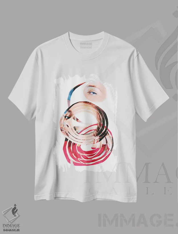 تیشرت سفید طرح دار قدرت چشم، آبستره اثر النا کولیـکووا | فروشگاه ایماژ