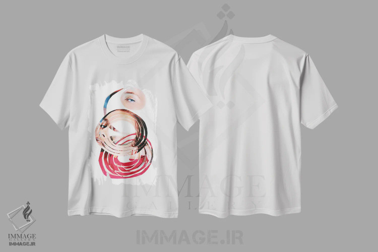 تیشرت سفید طرح دار قدرت چشم، آبستره اثر النا کولیـکووا | فروشگاه ایماژ