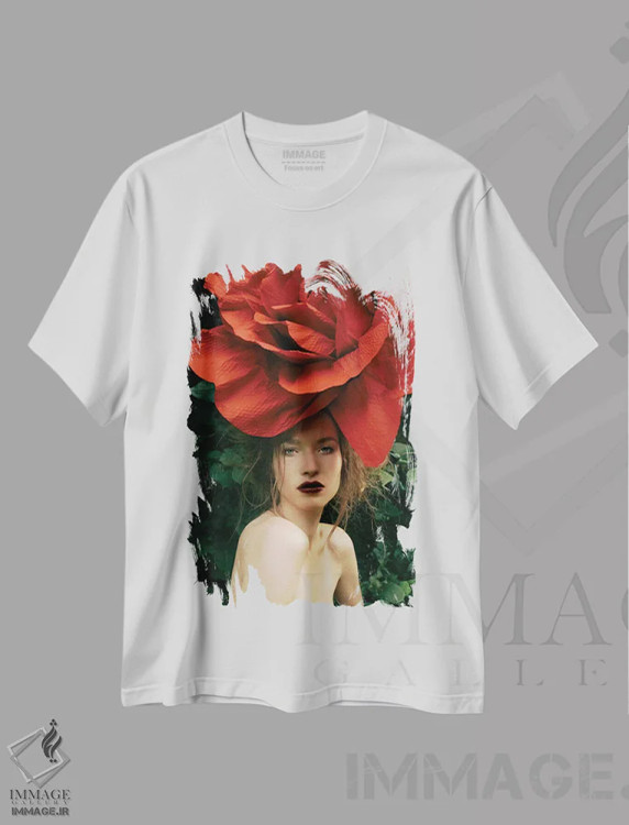 تیشرت سفید طرح دار بانوی رز، تزئینی اثر النا کولیـکووا | immage.ir