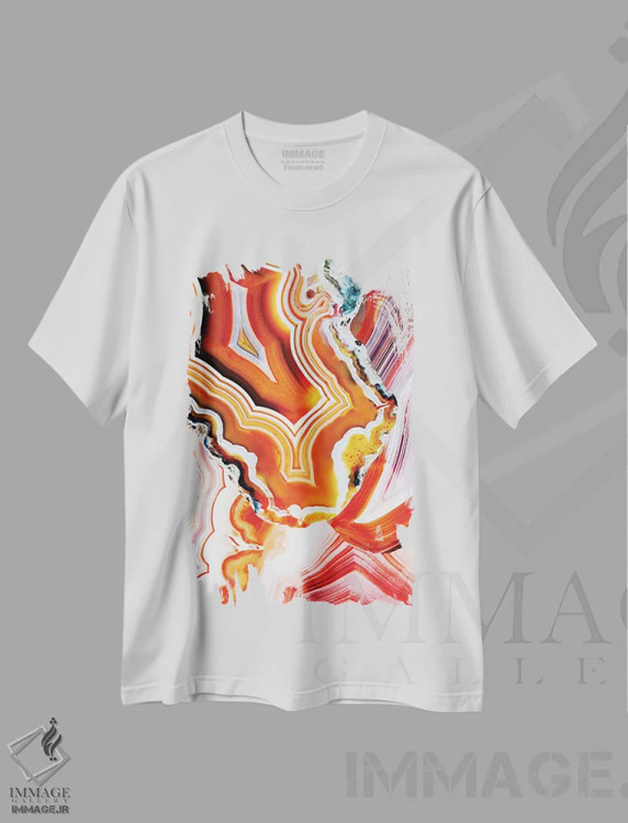 تیشرت سفید طرح دار تخیل زندهٔ طبیعت، آبستره اثر النا کولیـکووا | immage.ir