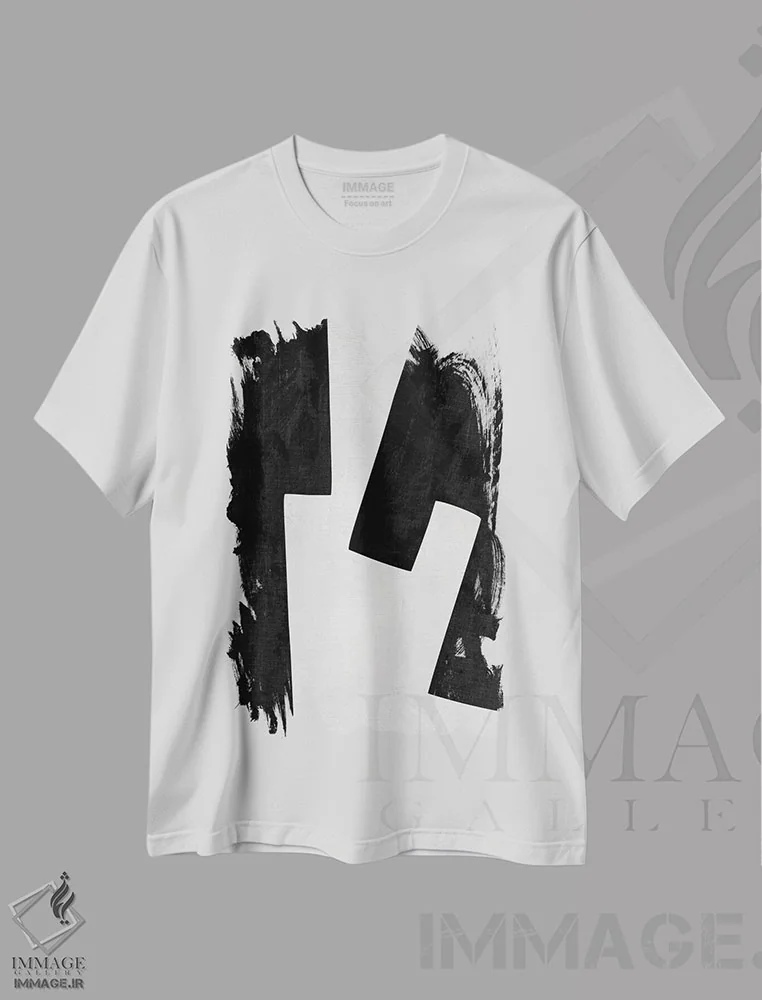 تیشرت سفید طرح دار مینیمال سیاه و سفید I اثر ام سی دیزاین لب | فروشگاه ایماژ