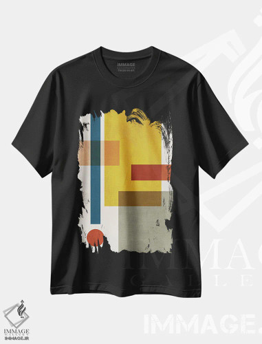تیشرت مشکی طرح دار انتزاعی ژئومتریک باهاوس VI اثر ام سی دیزاین لب | فروشگاه ایماژ