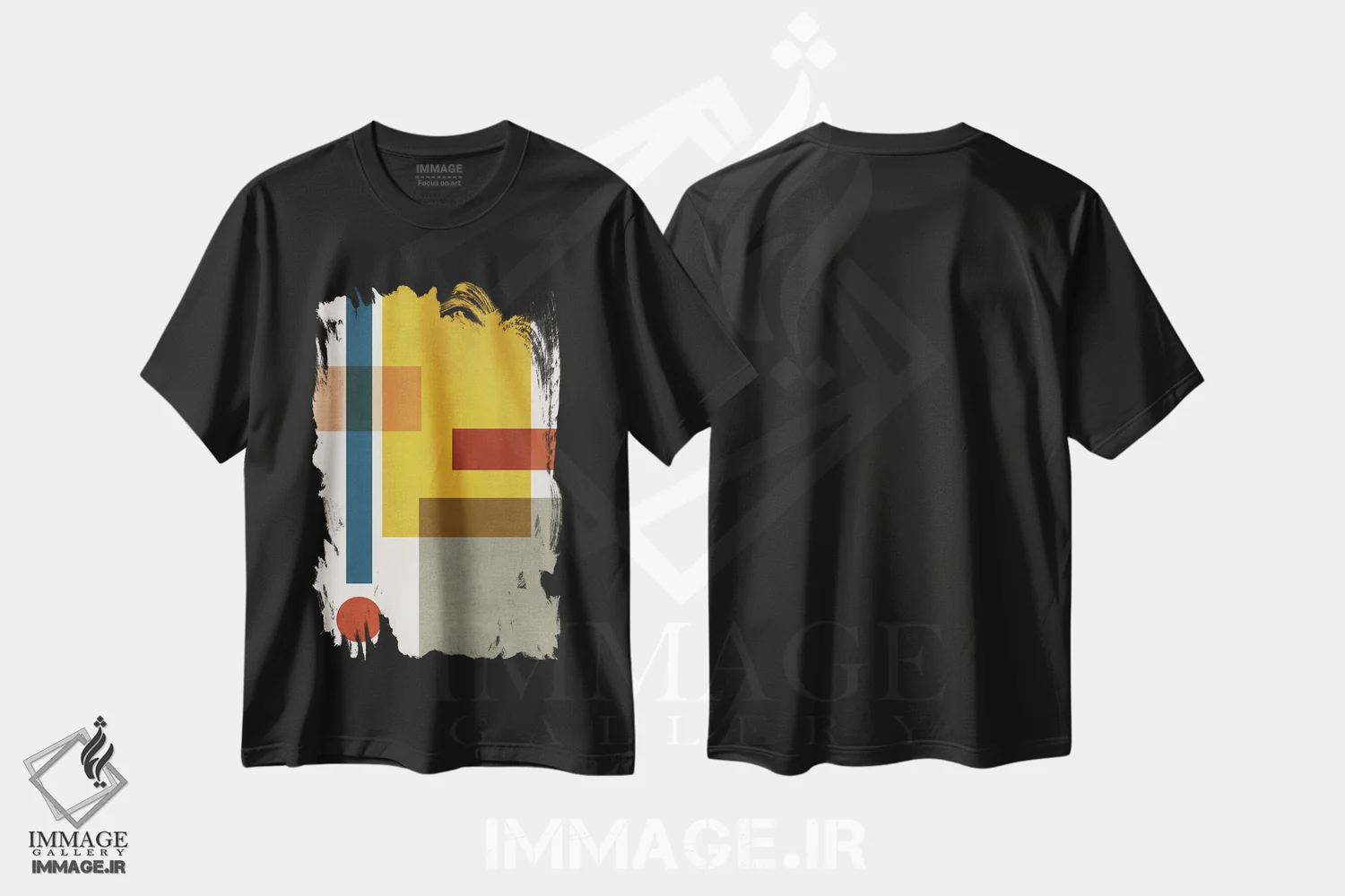تیشرت مشکی طرح دار انتزاعی ژئومتریک باهاوس VI اثر ام سی دیزاین لب | فروشگاه ایماژ