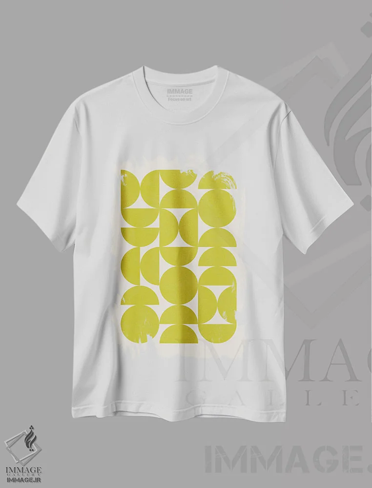 تیشرت سفید طرح دار نیم دایره های مدرن چارتروز اثر ام سی دیزاین لب | immage.ir