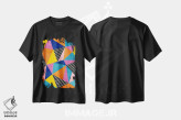 تیشرت مشکی طرح دار مثلث های رنگارنگ جسور مدرن II اثر ام سی دیزاین لب | immage.ir