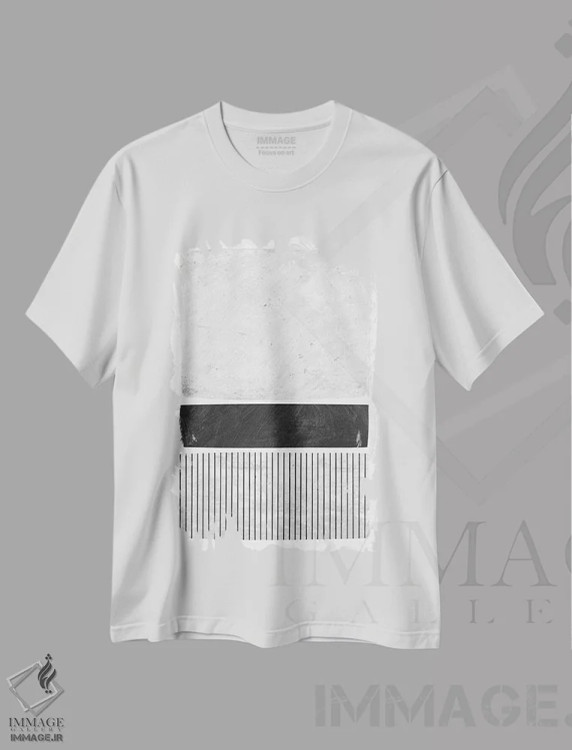 تیشرت سفید طرح دار بلوک های خطوط مینیمال سیاه و سفید III اثر ام سی دیزاین لب | فروشگاه ایماژ