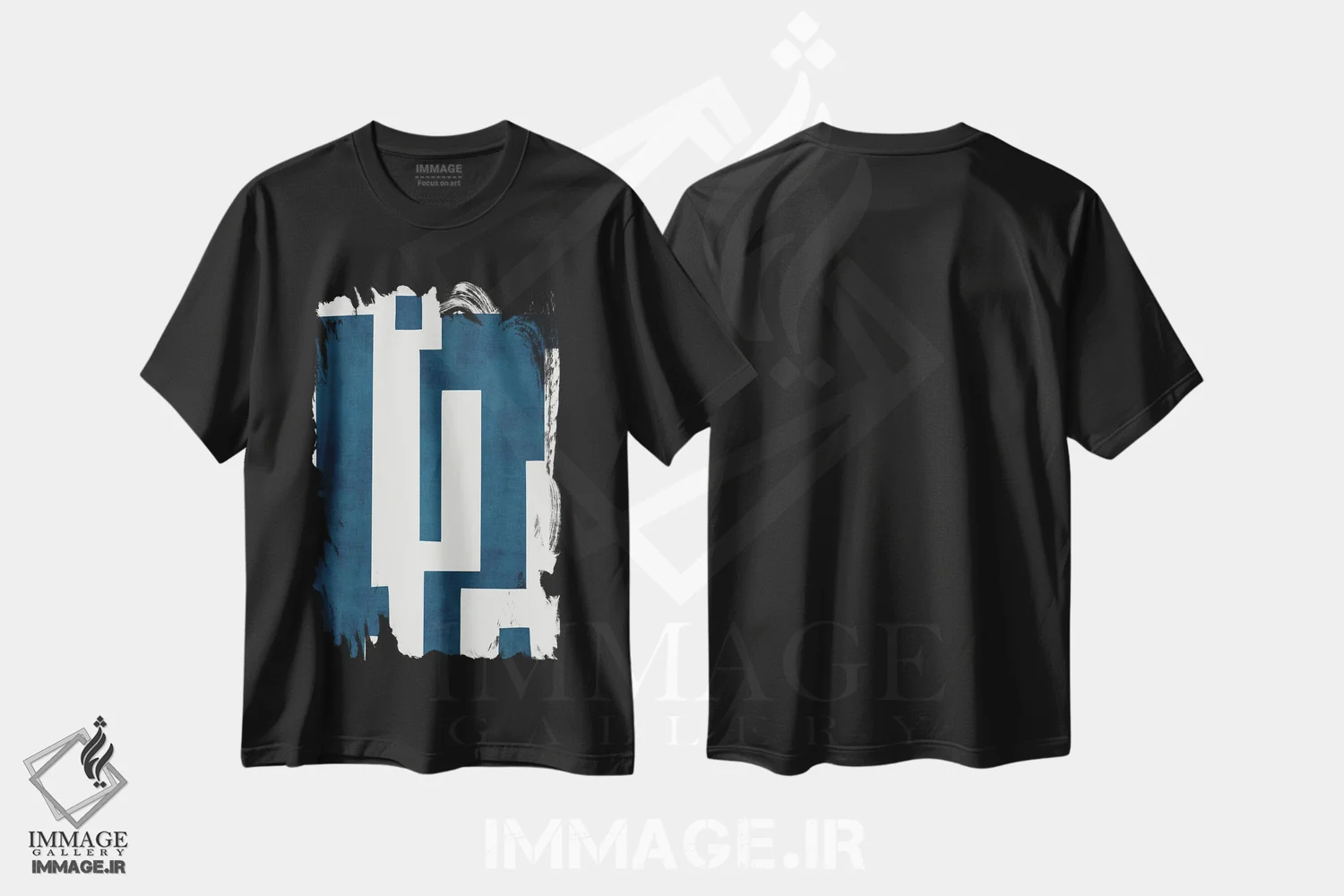 تیشرت مشکی طرح دار انتزاعی سرمه ای آبی نفتی سفید II اثر ام سی دیزاین لب | فروشگاه ایماژ