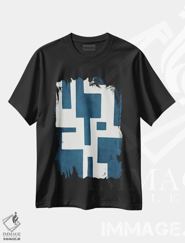 تیشرت مشکی طرح دار انتزاعی سرمه ای آبی نفتی سفید III اثر ام سی دیزاین لب | فروشگاه ایماژ