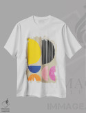 تیشرت سفید طرح دار نیم دایره های مدرن رنگارنگ III اثر ام سی دیزاین لب | immage.ir