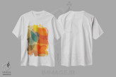 تیشرت سفید طرح دار انتزاعی رنگ های زنده مدرن میان قرن اثر ام سی دیزاین لب | immage.ir