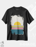 تیشرت مشکی طرح دار منظره رنگارنگ انتزاعی I، آبستره اثر ام سی دیزاین لب | فروشگاه ایماژ
