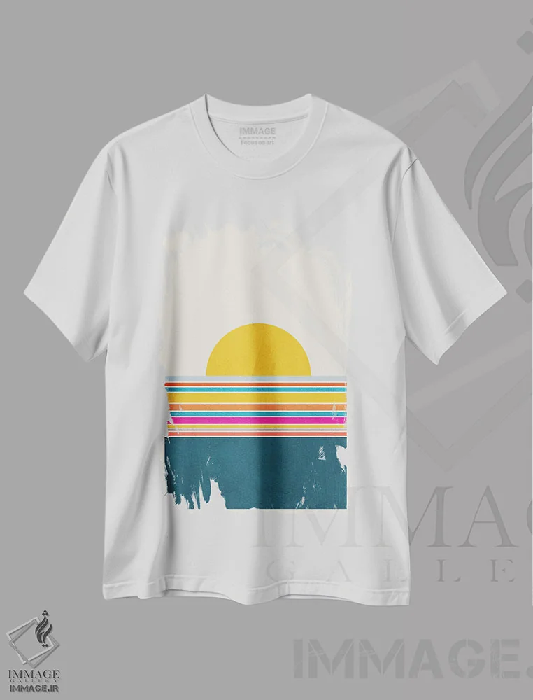 تیشرت سفید طرح دار منظره رنگارنگ انتزاعی I، آبستره اثر ام سی دیزاین لب | immage.ir