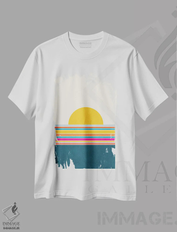 تیشرت سفید طرح دار منظره رنگارنگ انتزاعی I، آبستره اثر ام سی دیزاین لب | immage.ir