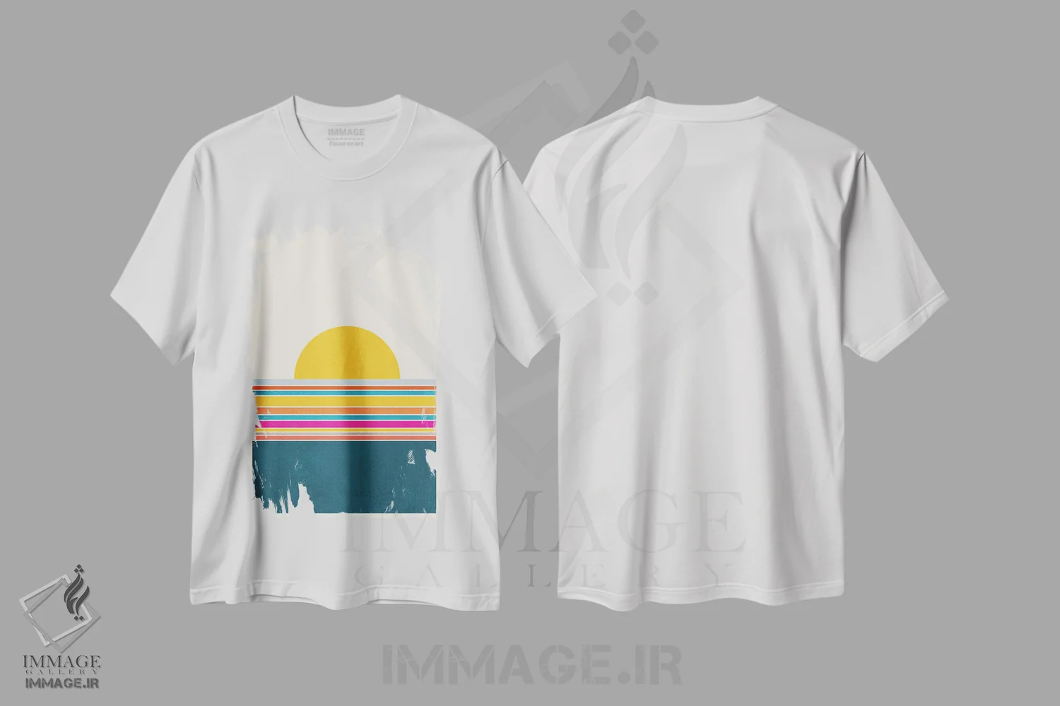 تیشرت سفید طرح دار منظره رنگارنگ انتزاعی I، آبستره اثر ام سی دیزاین لب | immage.ir