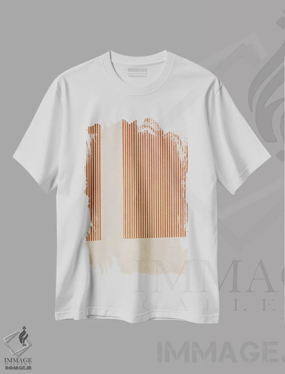 تیشرت سفید طرح دار چاپ مینیمال مدرن سفالی اثر ام سی دیزاین لب | فروشگاه ایماژ