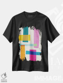 تیشرت مشکی طرح دار انتزاعی جسور با رنگ های پرطراوت اثر ام سی دیزاین لب | فروشگاه ایماژ