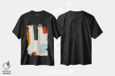 تیشرت مشکی طرح دار خطوط مینیمال قرمز زرد آبی سیاه II اثر ام سی دیزاین لب | immage.ir