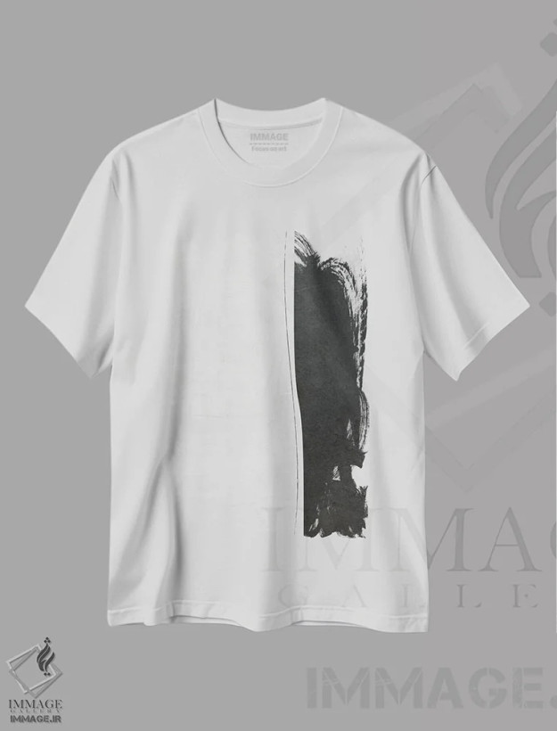 تیشرت سفید طرح دار مینیمالیست سیاه و سفید I اثر ام سی دیزاین لب | فروشگاه ایماژ