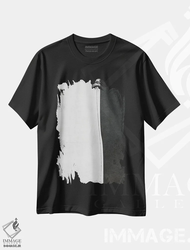 تیشرت مشکی طرح دار مینیمالیست سیاه و سفید I اثر ام سی دیزاین لب | immage.ir