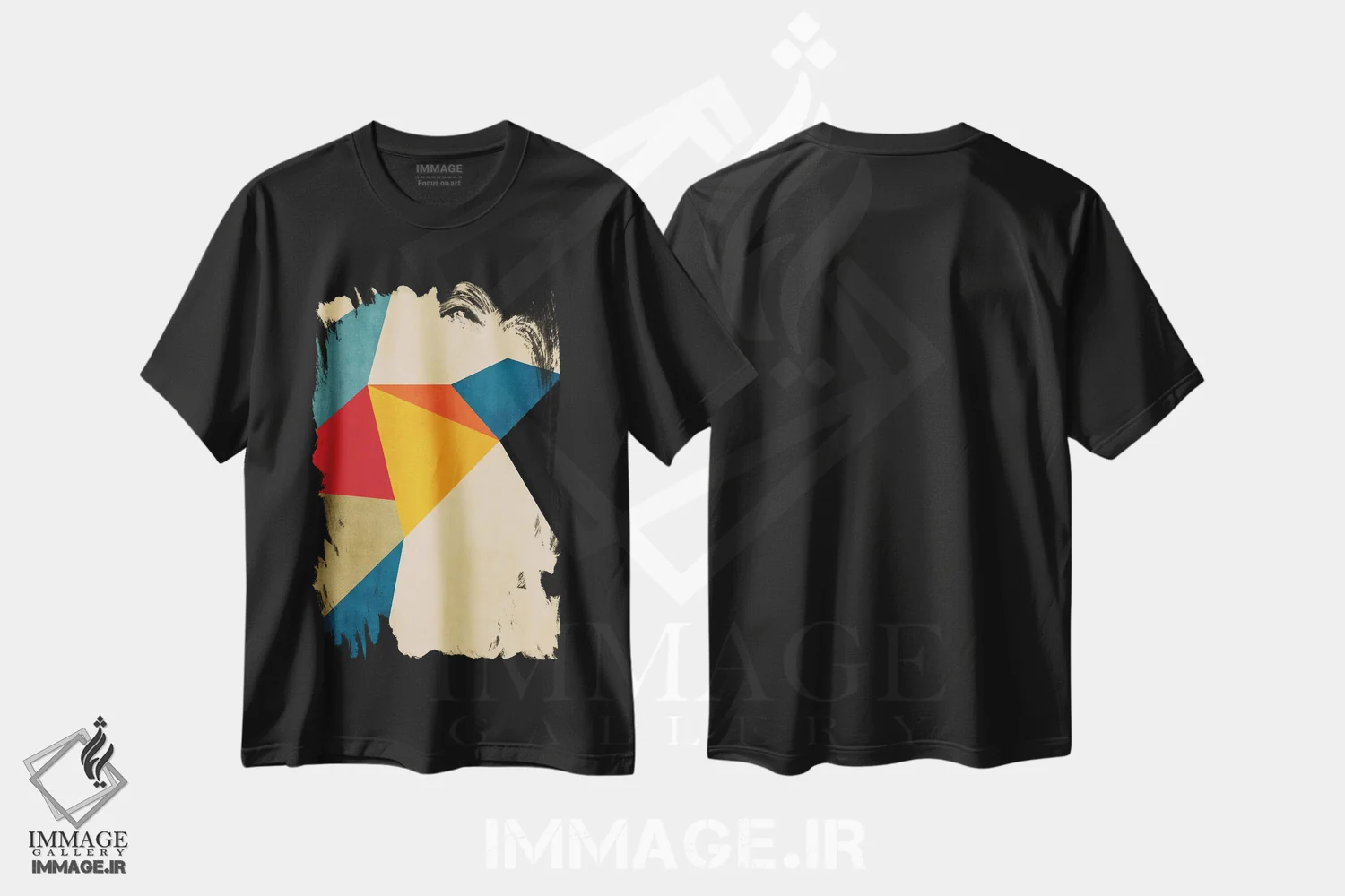 تیشرت مشکی طرح دار اثر هنری انتزاعی هندسی مدرن A اثر ام سی دیزاین لب | فروشگاه ایماژ