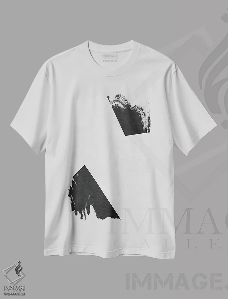 تیشرت سفید طرح دار مینیمالیست سیاه و سفید III اثر ام سی دیزاین لب | فروشگاه ایماژ