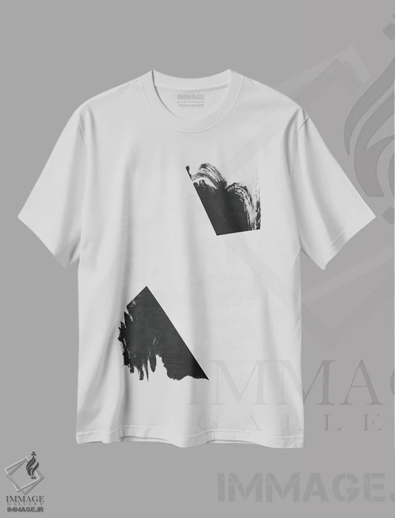 تیشرت سفید طرح دار مینیمالیست سیاه و سفید III اثر ام سی دیزاین لب | فروشگاه ایماژ