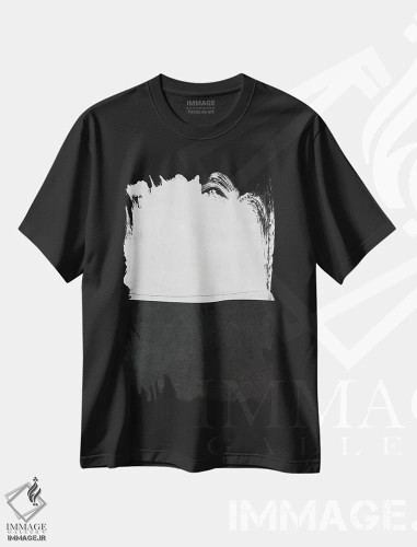 تیشرت مشکی طرح دار مینیمالیست سیاه و سفید II اثر ام سی دیزاین لب | فروشگاه ایماژ