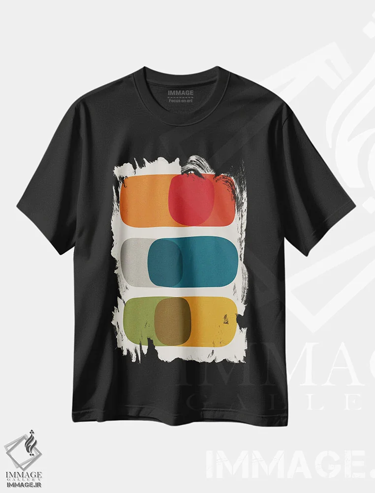 تیشرت مشکی طرح دار جسور رنگارنگ مدرن میان قرن II اثر ام سی دیزاین لب | immage.ir