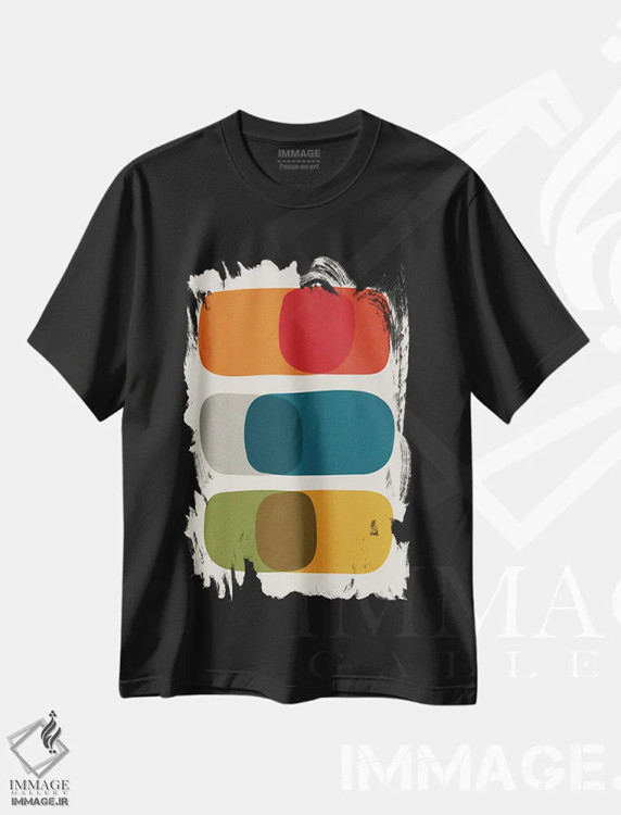 تیشرت مشکی طرح دار جسور رنگارنگ مدرن میان قرن II اثر ام سی دیزاین لب | immage.ir