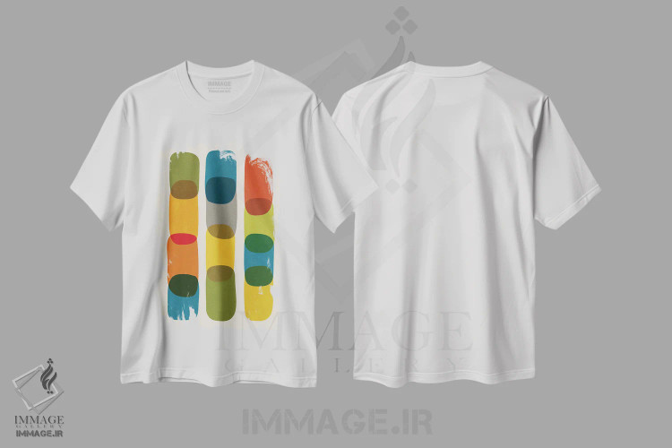 تیشرت سفید طرح دار جسور رنگارنگ مدرن میان قرن I اثر ام سی دیزاین لب | immage.ir