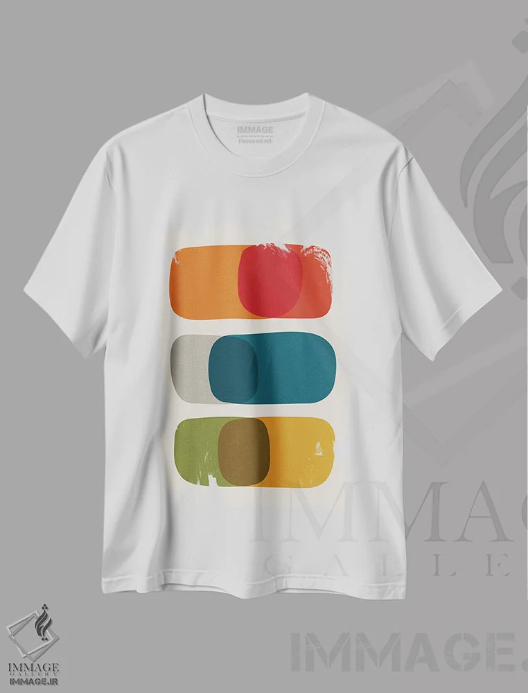 تیشرت سفید طرح دار جسور رنگارنگ مدرن میان قرن II اثر ام سی دیزاین لب | فروشگاه ایماژ