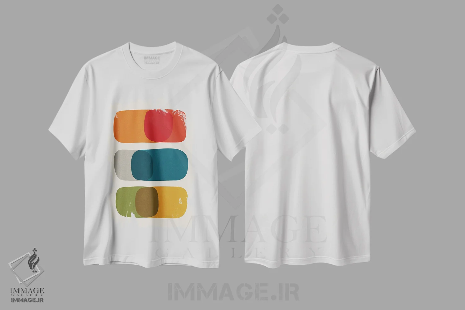تیشرت سفید طرح دار جسور رنگارنگ مدرن میان قرن II اثر ام سی دیزاین لب | فروشگاه ایماژ
