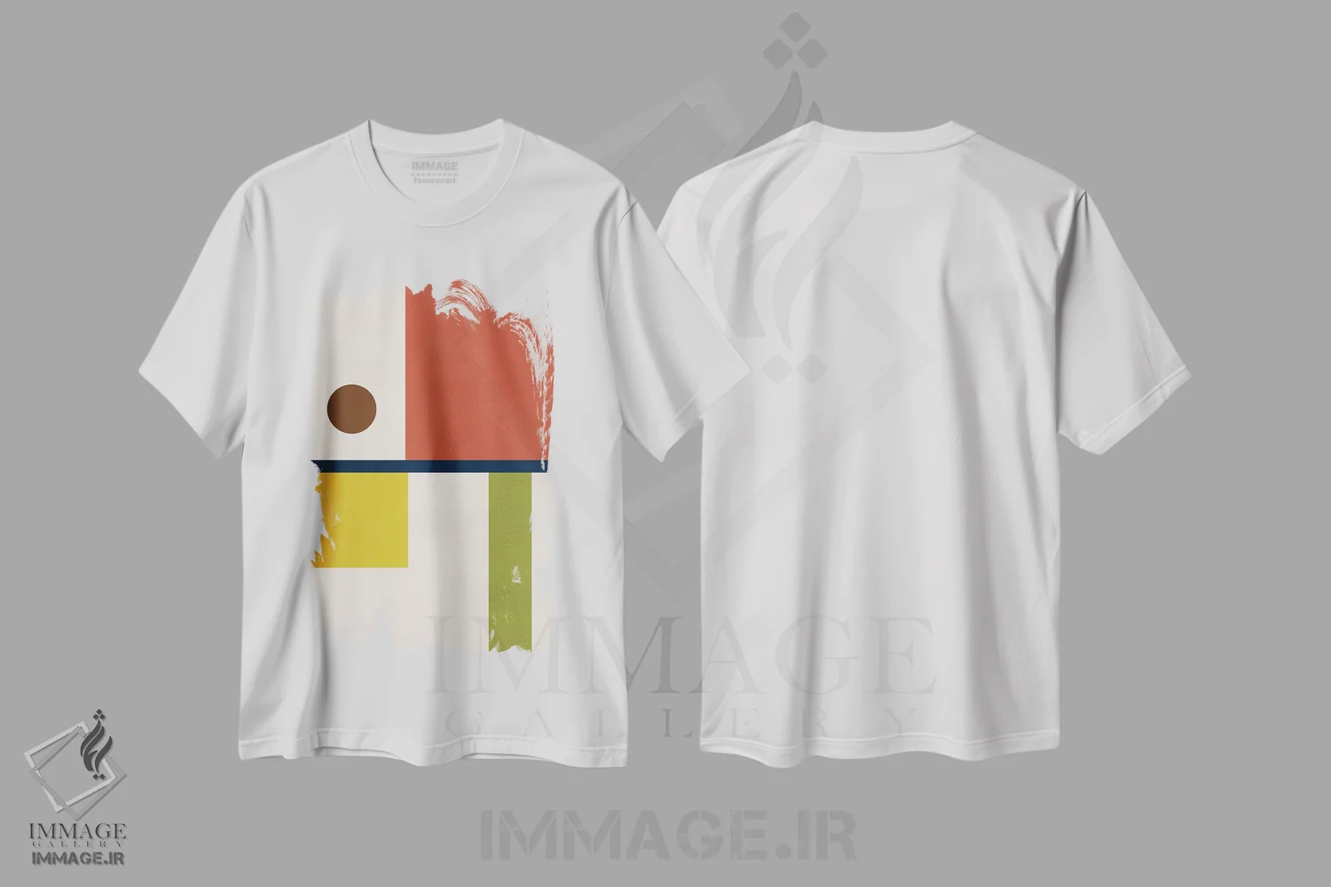 تیشرت سفید طرح دار انتزاعی ژئومتریک باهاوس II اثر ام سی دیزاین لب | immage.ir