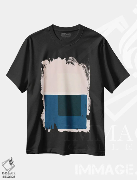 تیشرت مشکی طرح دار بلوک رنگ صورتی و سرمه ای I اثر ام سی دیزاین لب | فروشگاه ایماژ