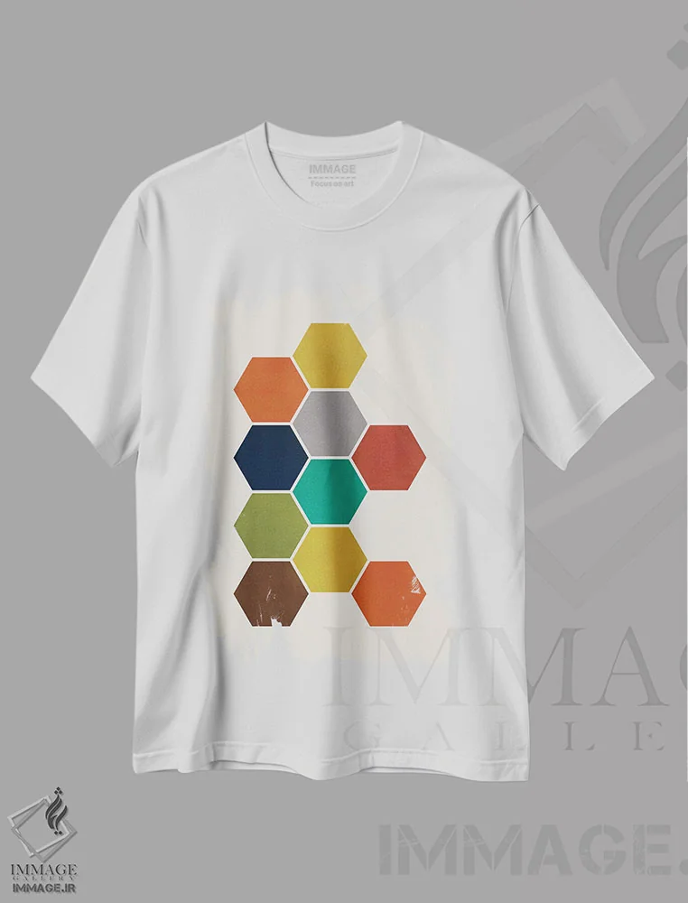 تیشرت سفید طرح دار لانه زنبوری مدرن اثر ام سی دیزاین لب | فروشگاه ایماژ