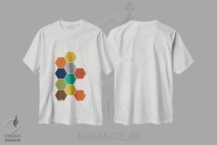 تیشرت سفید طرح دار لانه زنبوری مدرن اثر ام سی دیزاین لب | فروشگاه ایماژ