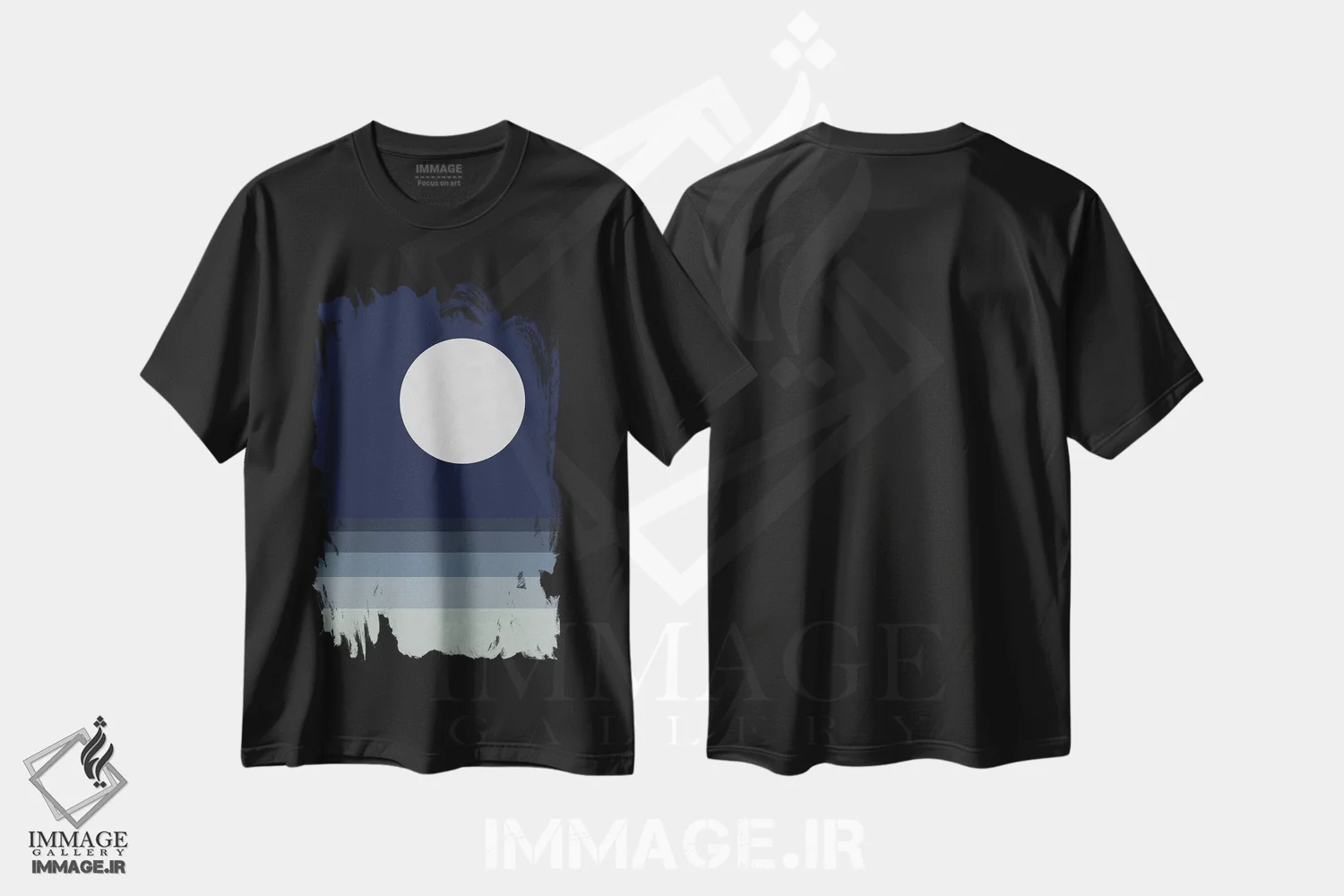 تیشرت مشکی طرح دار ماه کامل بر فراز دریا اثر ام سی دیزاین لب | فروشگاه ایماژ