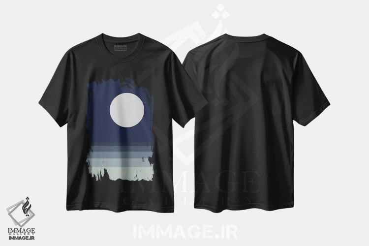 تیشرت مشکی طرح دار ماه کامل بر فراز دریا اثر ام سی دیزاین لب | فروشگاه ایماژ