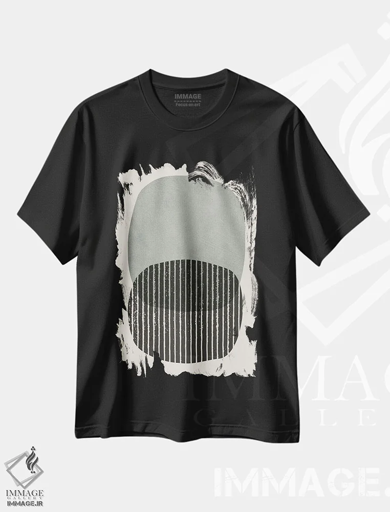 تیشرت مشکی طرح دار دایره های سیاه و خاکستری برجسته اثر ام سی دیزاین لب | immage.ir