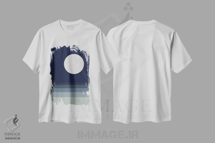 تیشرت سفید طرح دار ماه کامل بر فراز دریا اثر ام سی دیزاین لب | immage.ir