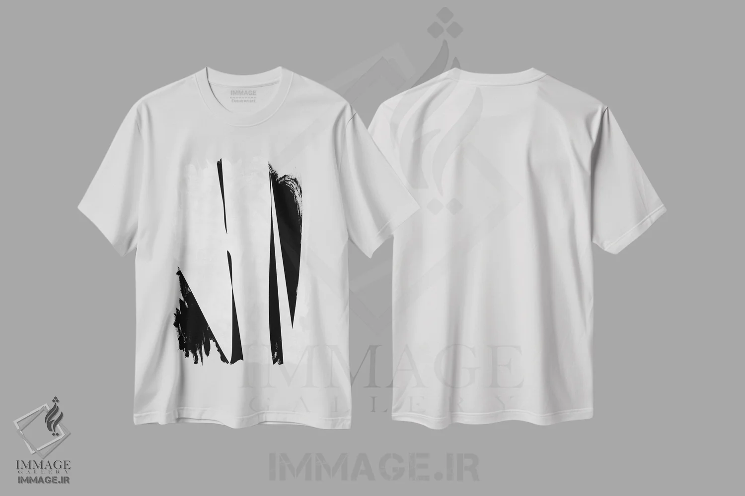 تیشرت سفید طرح دار ترکیب مینیمال سیاه و سفید ۲ اثر ام سی دیزاین لب | فروشگاه ایماژ