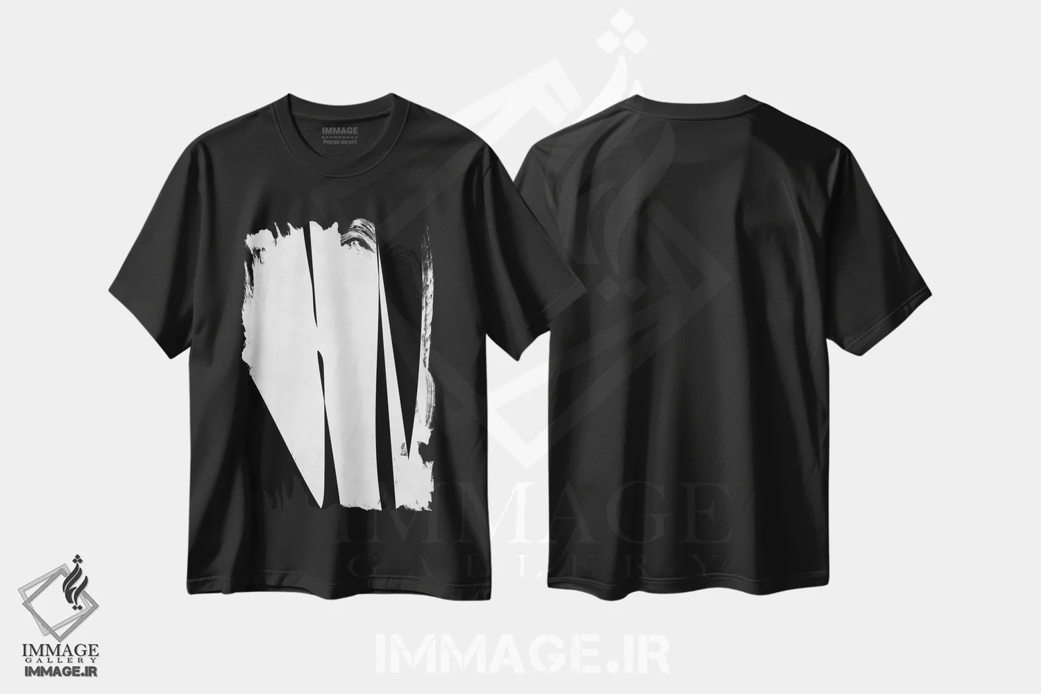 تیشرت مشکی طرح دار ترکیب مینیمال سیاه و سفید ۲ اثر ام سی دیزاین لب | immage.ir