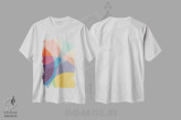 تیشرت سفید طرح دار دایره های رنگارنگ انتزاعی ۲ اثر ام سی دیزاین لب | immage.ir