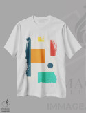 تیشرت سفید طرح دار هندسی رنگارنگ ۱ اثر ام سی دیزاین لب | فروشگاه ایماژ