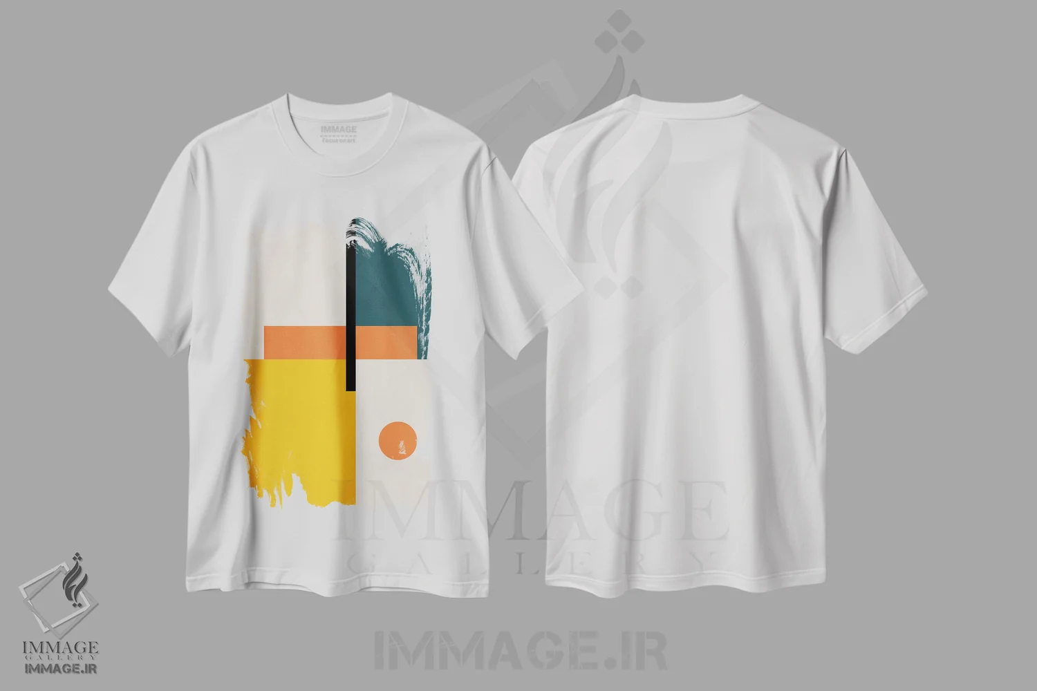 تیشرت سفید طرح دار انتزاعی هندسی به سبک باوهاوس ۳ اثر ام سی دیزاین لب | immage.ir