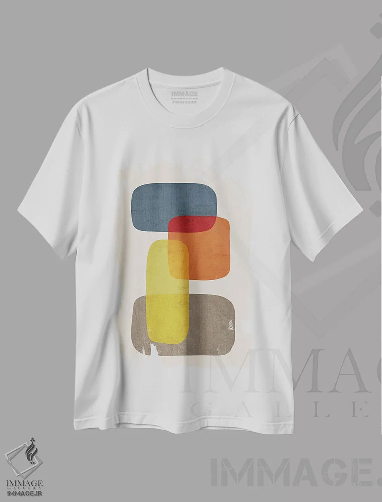 تیشرت سفید طرح دار سنگ های مینیمال مدرن ۱ اثر ام سی دیزاین لب | فروشگاه ایماژ