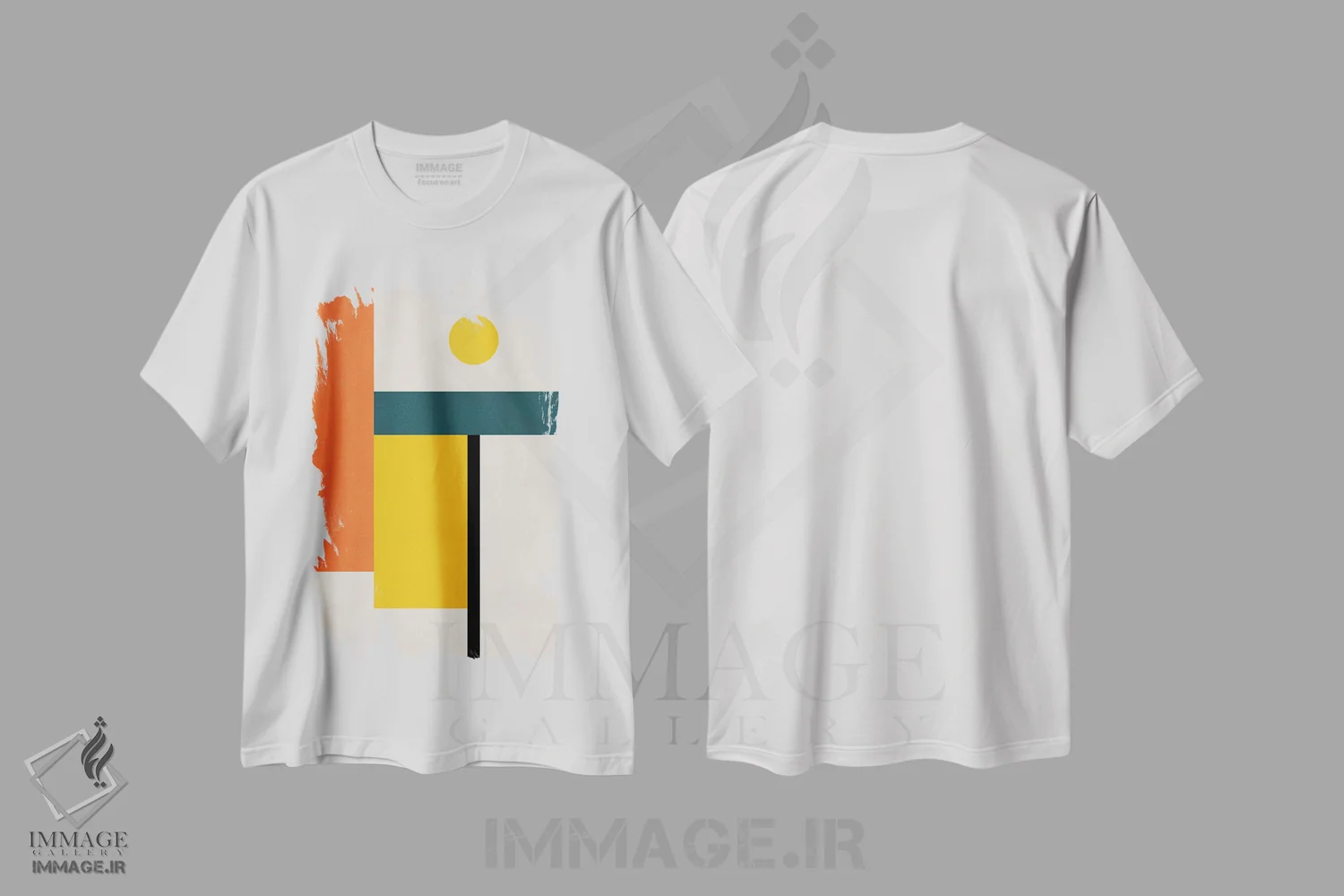تیشرت سفید طرح دار انتزاعی هندسی به سبک باوهاوس ۴ اثر ام سی دیزاین لب | immage.ir